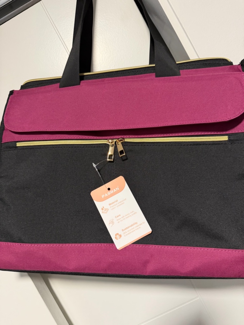 Women’s office bag with lunch holder  Bag for 15.6" – Black & Fuchsia